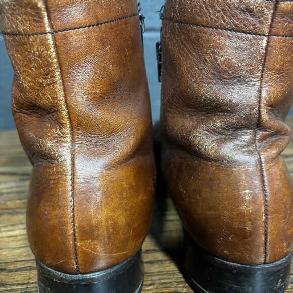 Vintage Men’s Brown Leather Ankle Boots 13A Narrow Square Toe USA Union Made